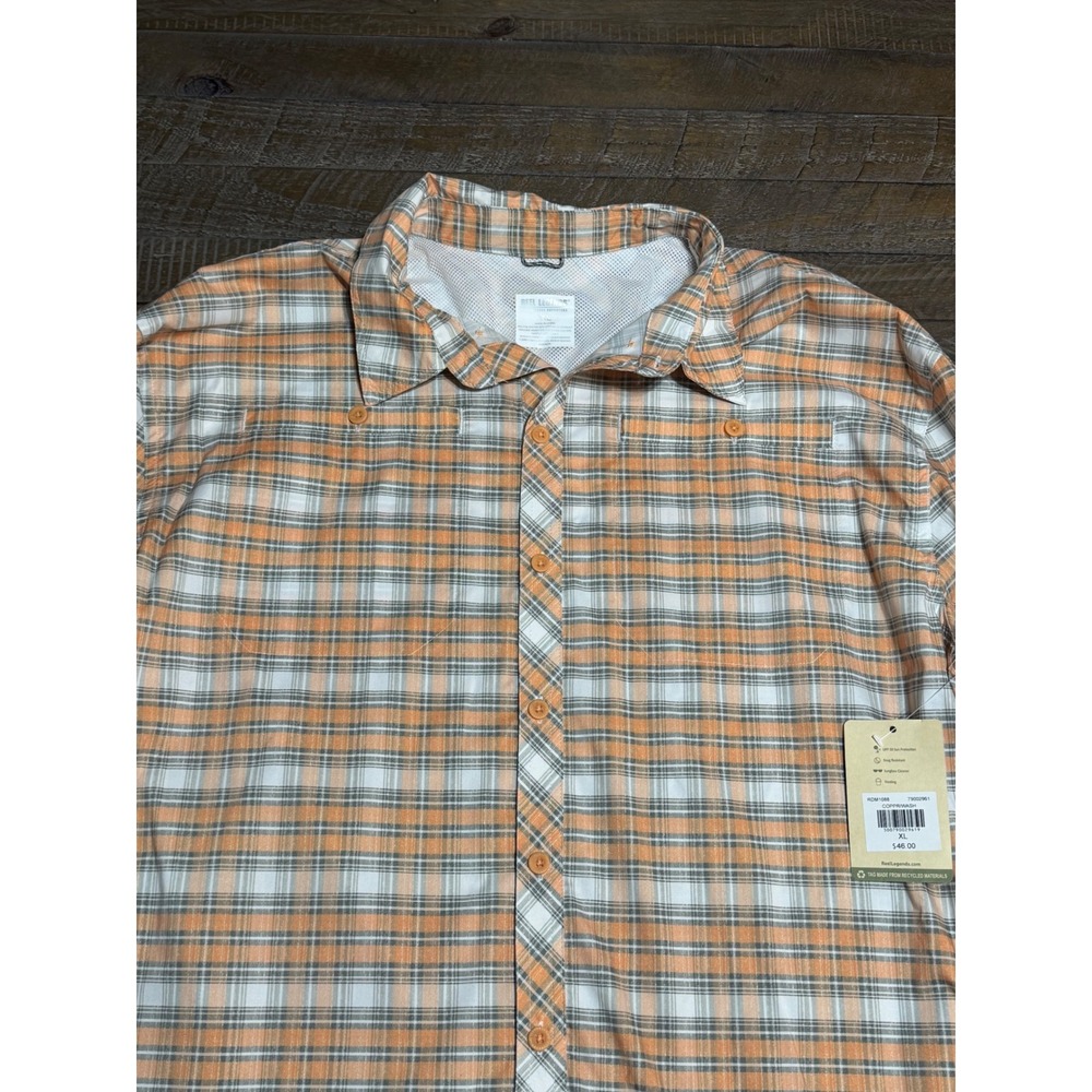 Reel Legends Performance Shirt Mens XL Orange Plaid NWT UPF 50 RDM1088 - Picture 7 of 9